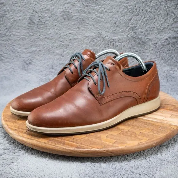 Ecco Shock Point Men's 42 US Brown Leather Lace-Up Loafer Shoe